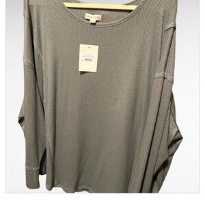 NWT Knox Rose 4X Ribbed Pullover Long Sleeve Tee